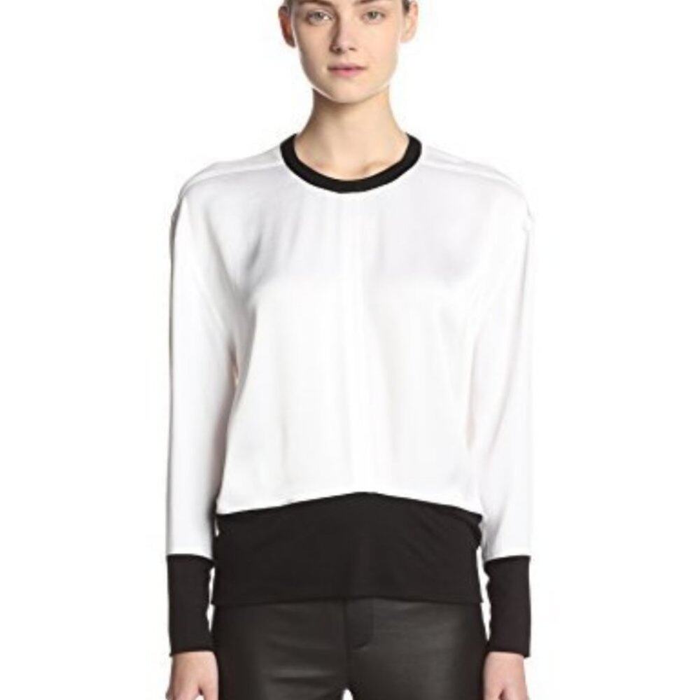 Helmut Lang Zipper Back Black and White Colorblock Blouse Top Size P/XS